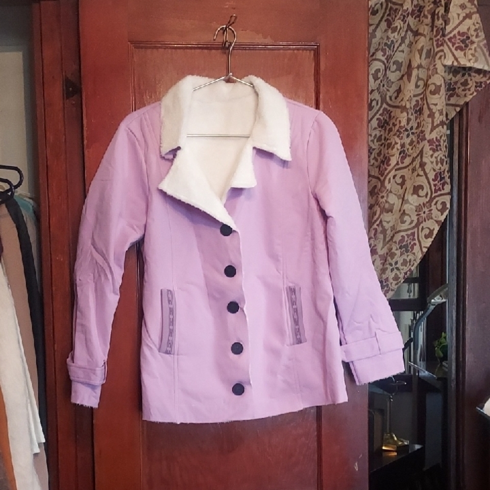 Lavender Women's Jacket with White Collar